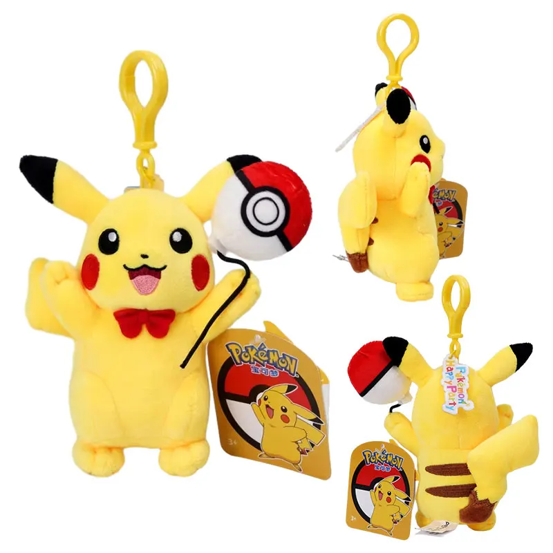 포켓몬 피카츄 뮤 꼬부기 이브이 파이리 카와이 봉제 인형 펜던트, 동물 배낭 펜던트 키링, 작은 인형 선물