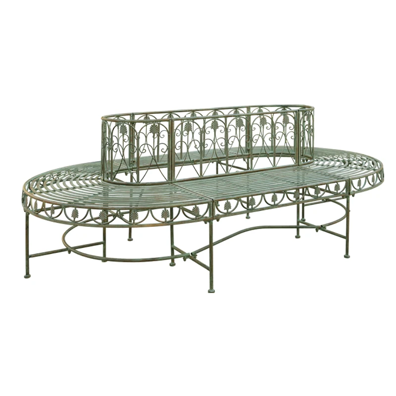 Outdoor Single Garden Iron Tree Chair Backrest Outdoor Retro Old Courtyard Villa Round Tree Chair Rust-proof Chair