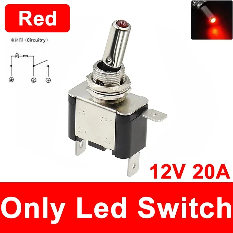 Beleuchteter LED-Kippschalter für Auto, Auto, Boot, LKW, mit Sicherheitsflugzeug, hochklappbarer Abdeckungsschutz, 12 V, 20 A, transparent