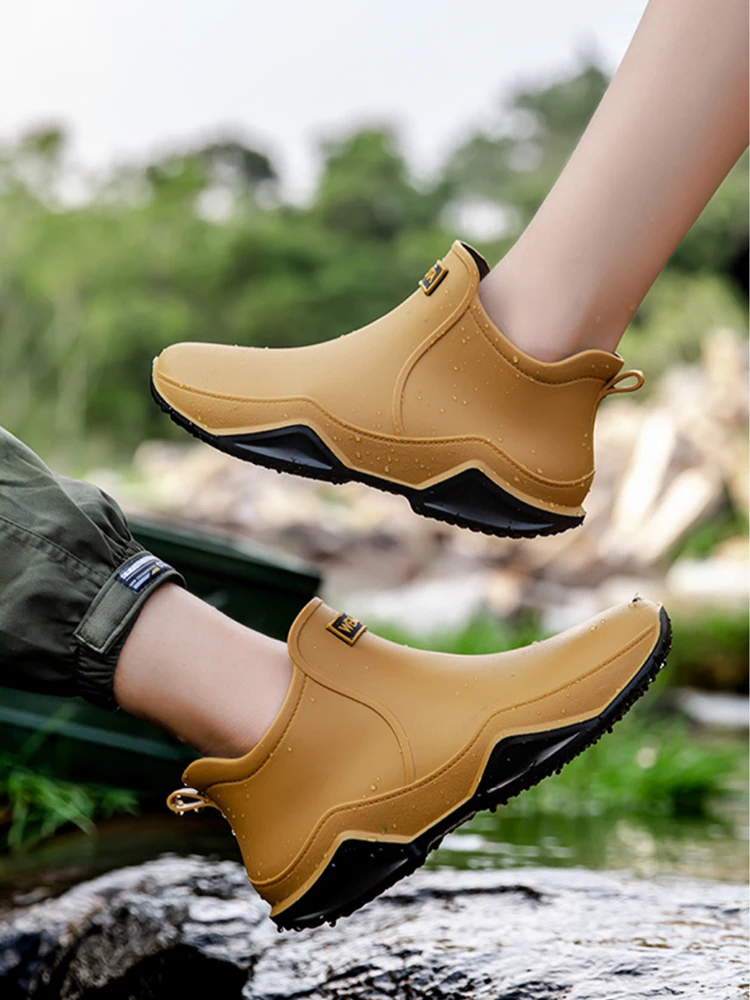 Outdoor Rain BOOTS Men Women Summer Ankle Waterproof Working Fishing Shoes Anti-slip Wear-resistant Winter Plush Warm Boots