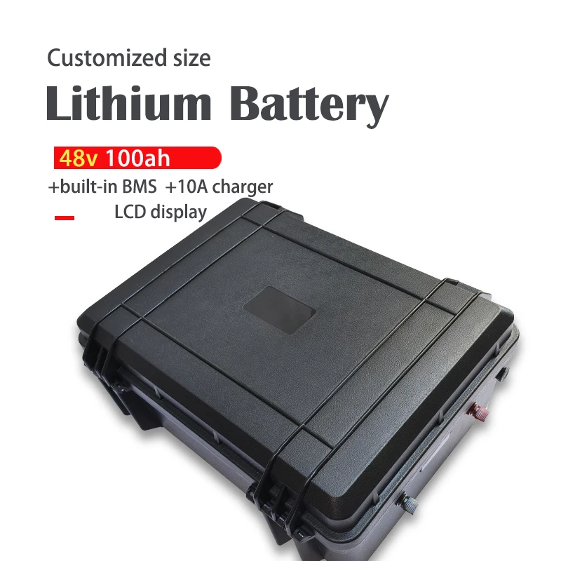 

lithium-ion Valise à roulettes étanche au BMS, 48V, 100Ah, films, 7000W 5000W, boat motor livres, voiture, scooter, charger 10A