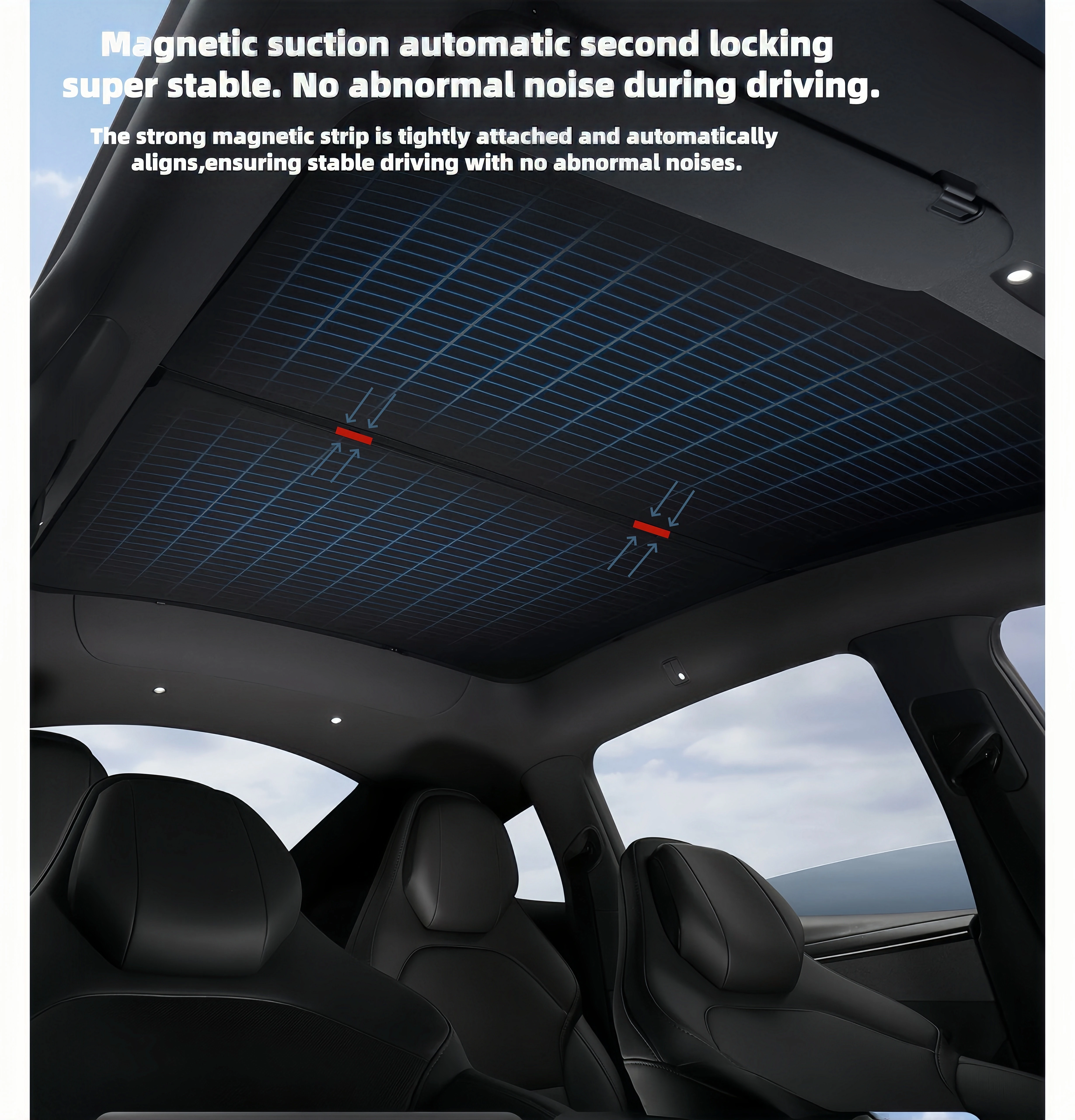Für Model Y Yuniper /Model YL 2026+ Vorhang Auto-Dachisolierung Eiskristall UV-Schutz Wärmebarriere Deckenschutz – Detail 15