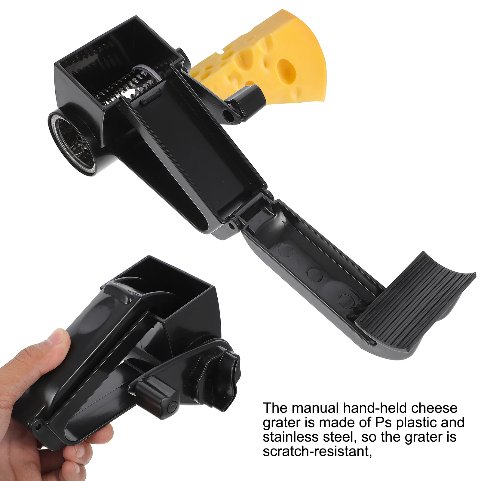 

Hand Crank Rotary Cheese Grater Grater Stainless Steel Sharp Blades Vegetable Black Kitchen Tool Home Use Dairy