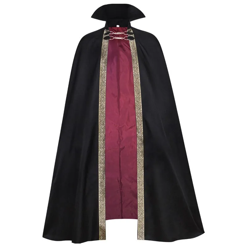 

Baron Cloak Cosplay Costume Halloween Ladies' Ethnic Stage Wear Long Black Robe with Collar for Women