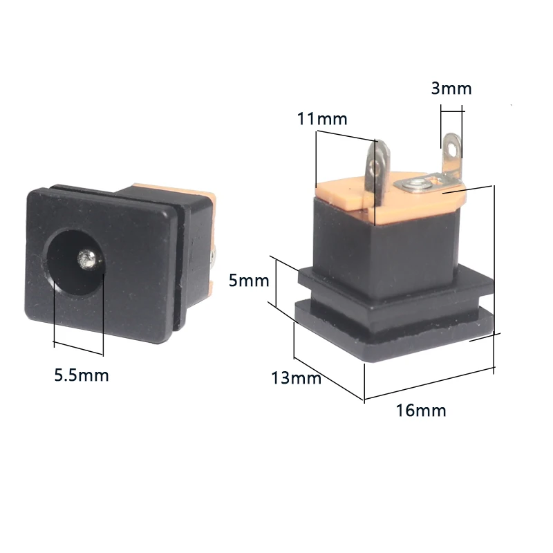 【20PCS-10PCS】DC Power Socket DC-015 DC015 Jack 5.5X2.5MM Square Panel Mounting 5.5X2.1mm