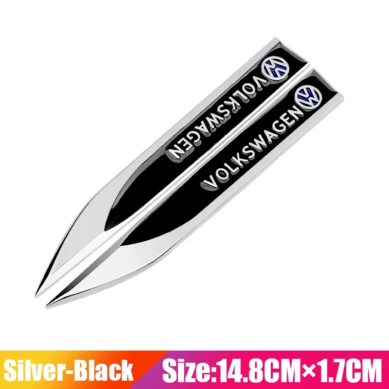 2 Stück Auto 3D Metall Seitenemblem Kotflügel Aufkleber Zubehör für VW Golf Tiguan T-Roc Polo Passat ID.4 T-Cross ID.3 Taigo