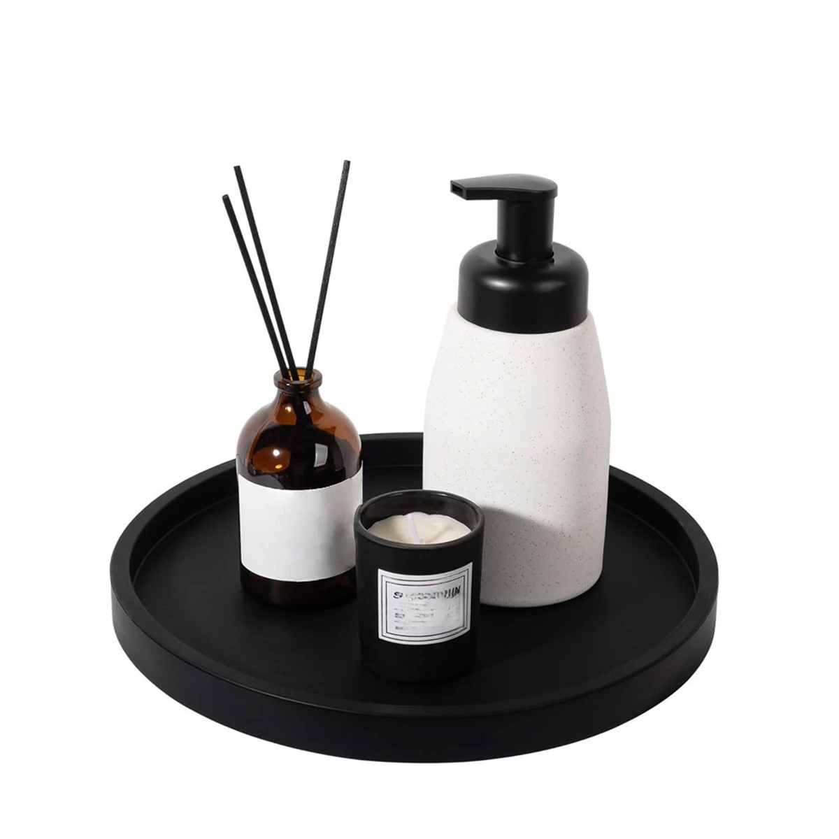 

Silicone Soap Dispenser Tray for Bathroom Vanity and Countertop Organizer with Easy Clean Dishwasher Safe Feature