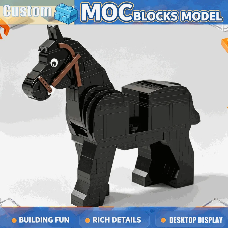 1209PCS White Horse Figure Build Blocks DIY Assembly Animal Model Farm Scene Creative Construction Decoration Collection Gift