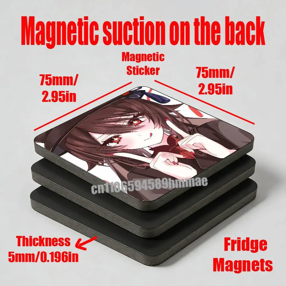 For Hu Tao Genshin Impact Hutao Fridge Magnets Metal Icebox Cabinet Custom Refrigerator Magnetic Card Case