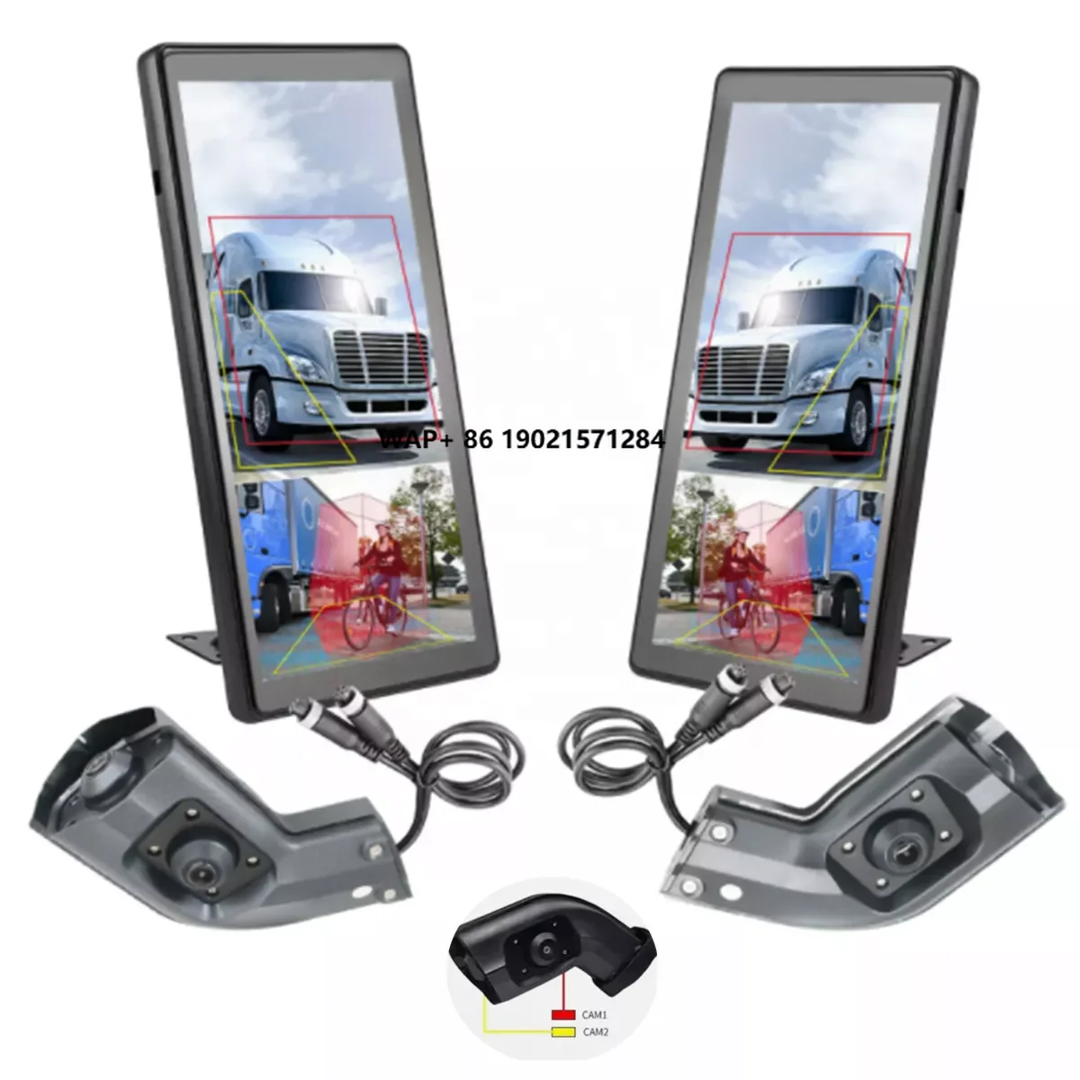 

Truck Car for Side AI Blind Spot 10.36in 2ch IPS Monitor DVR 256G Right Left Side Rearview Reverse Backup