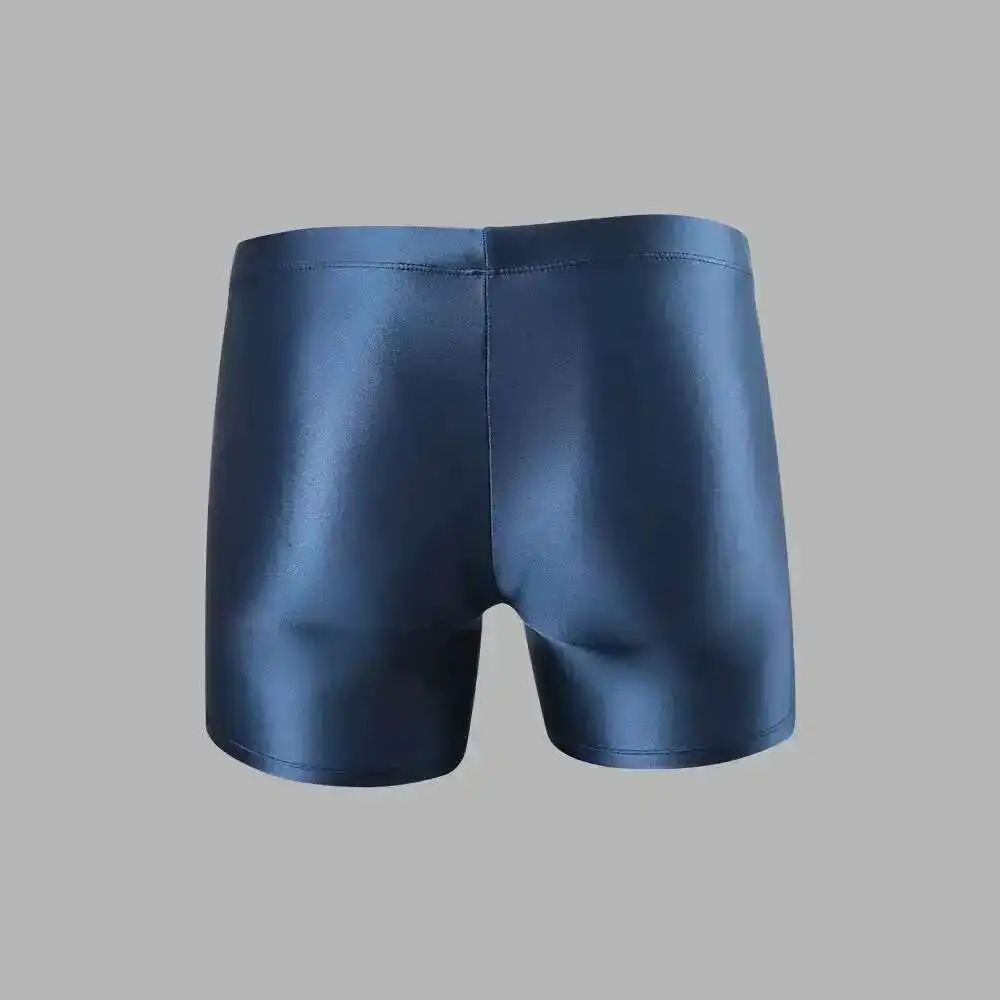 Invisible Zipper Open Crotch Glossy Satin Women's Shorts Sports Tight Sexy Yoga Shorts Fitness Gym Plus Size Bottoms