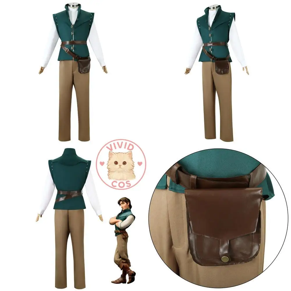 

Popular Movie and TV Character Cosplay Costume Anime Flynn Rider Prince Costume for Adults and Kids with Wig for Halloween Party