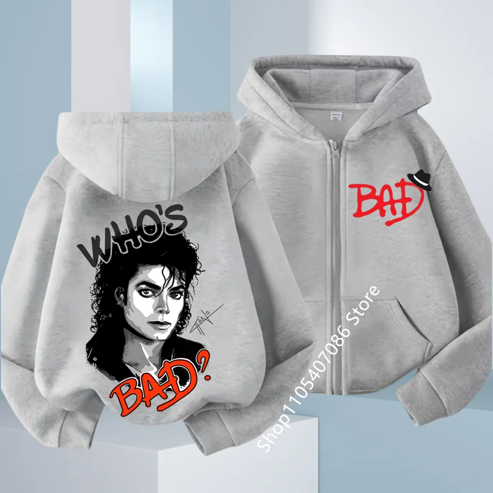 Hot Children Hoodie Zip Up Cardigan Tops Girl Pink Boy Black Gray Hoodies Kid 3-12 Year Autumn Michael Jackson Zipper Style Coat
