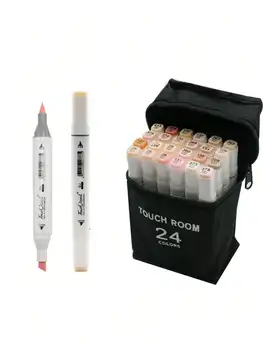 Bview Art Dual Tip Alcohol Based Flesh Color Marker Pen Set 24colors Skin Tone&Hair Art M