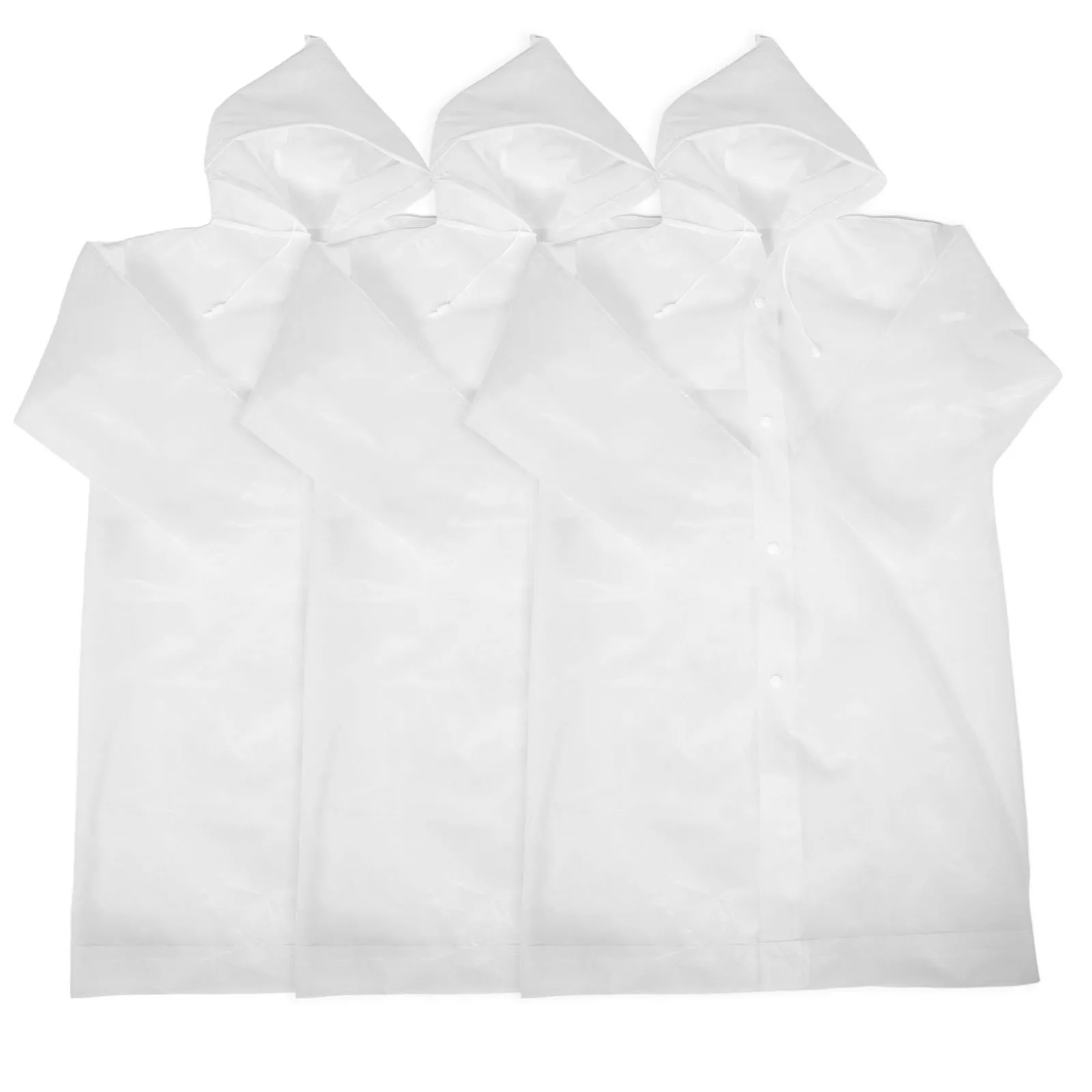 

3Pcs Reusable Kids Raincoats Lightweight Eva Waterproof Adjustable Drawstring Transparent Jacket for Outdoor Travel Protection