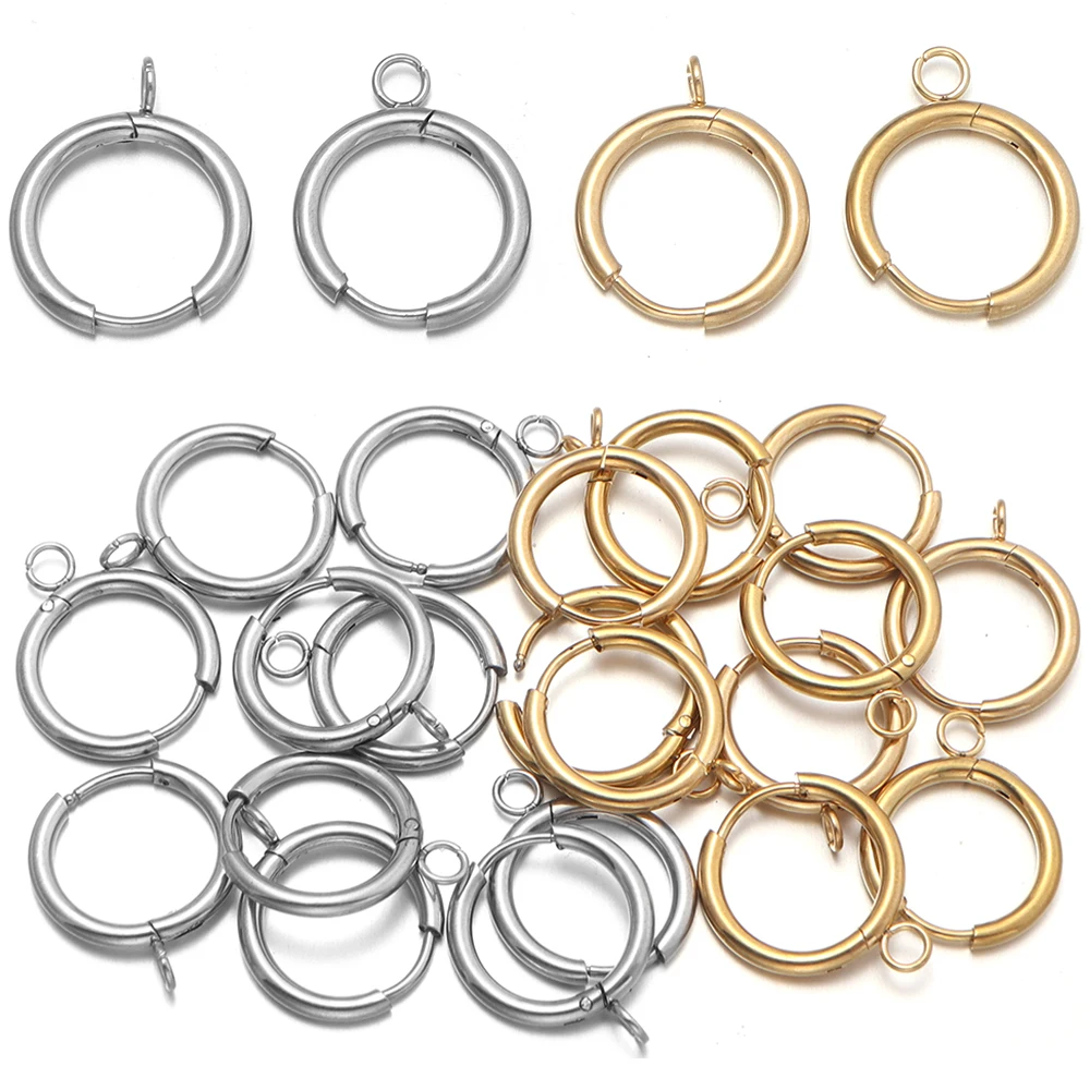 5 Stück/Set Edelstahl-Ohrringe, Creolen, offene Ohrringhaken, runde Ohrringverschlüsse, DIY Schmuckherstellungszubehör – Detail 5