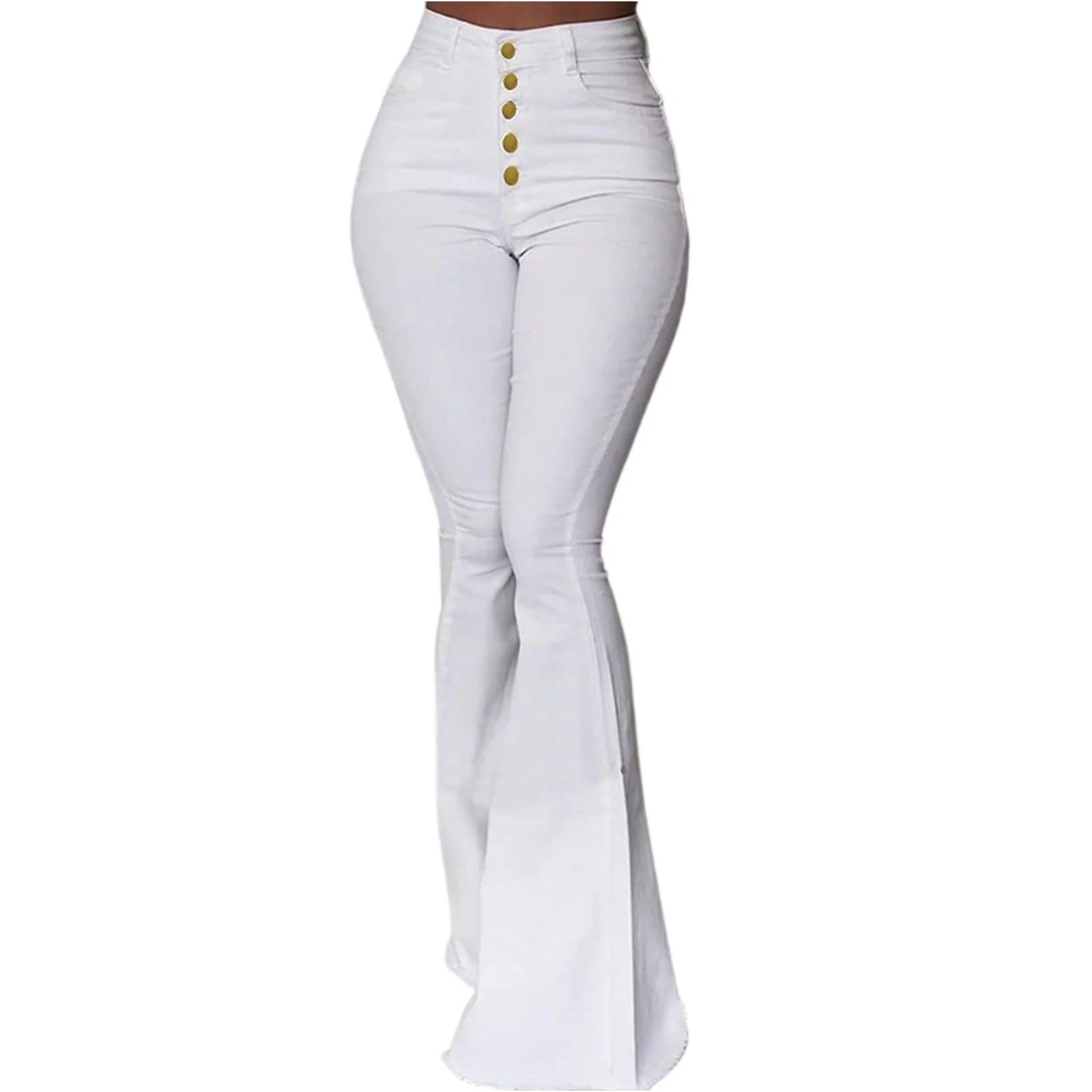 High Waist Jeans Flare Bell Trousers Length Slim Women'S Jeans Denim Pants Punk Streetwear Wide Leg Trousers Female Clothing