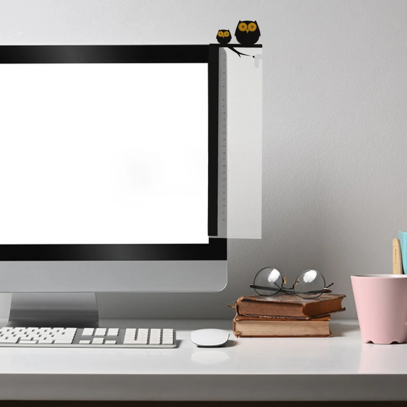 2pcs Acrylic Computer Monitor Side Panel Multifunction Memo Pad Message Board Holder Ruler Design Desk Organizer