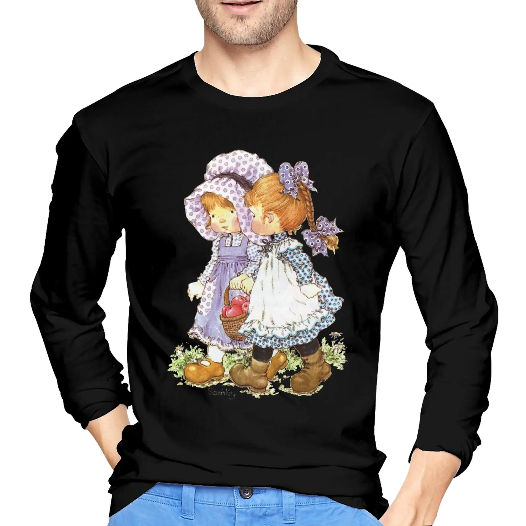 

Мужская футболка с длинными рукавами Sarah Kay Girl, дышащие футболки с круглым вырезом, весенне-осенние мужские топы