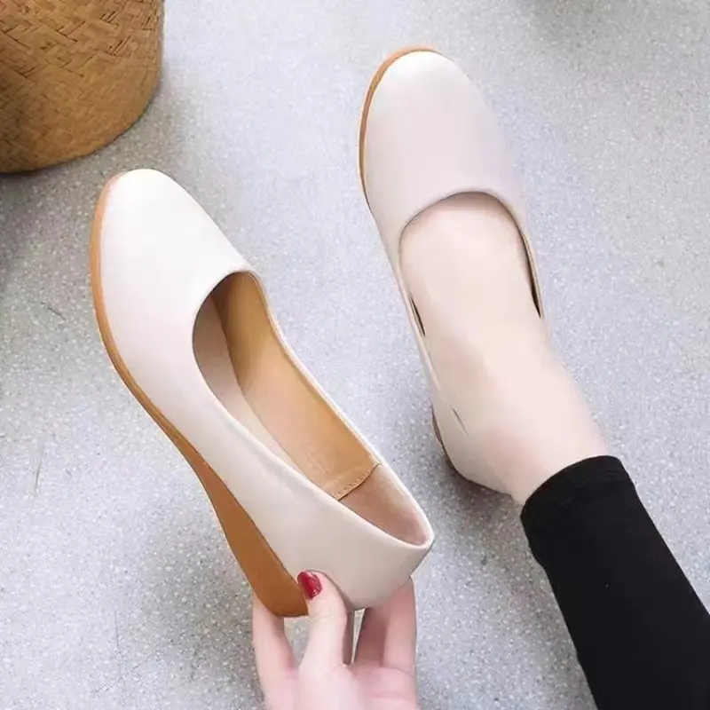 

Women Ballet Flats Shoes Black Women Casual PU leather Shoes For Office Work Boat Shoes Cloth Sweet Loafers Womens Classics Shoe