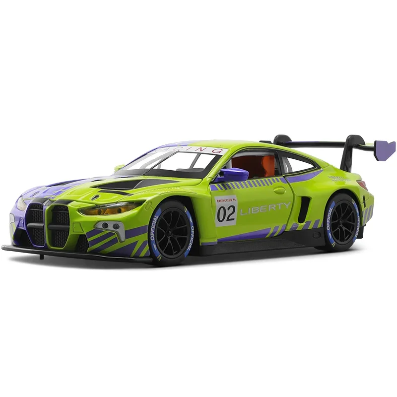 Simulation 1/24 Scale BMW M4 GT3 Super Car Alloy Car Model Sound Light Children Boy Collection Miniature Voiture Boy Man Gift