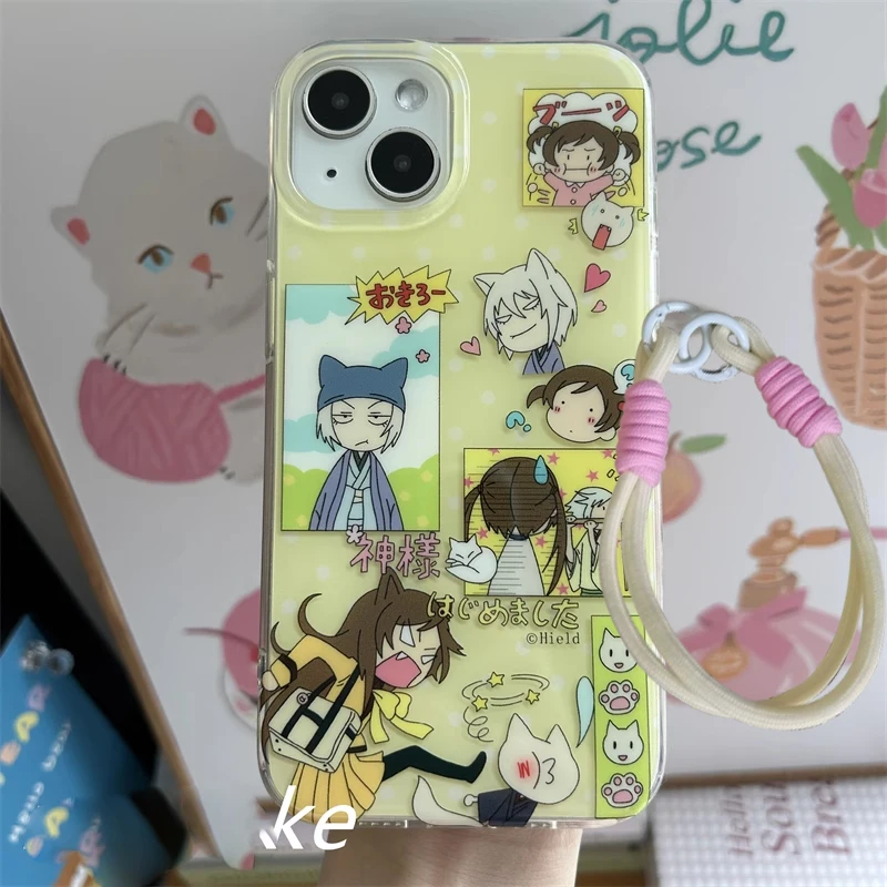 Japanese Anime Cartoon Cute Girl Yellow Polka Dot Creative Phone Case For iPhone 17 AIR 16 15 14 13 
