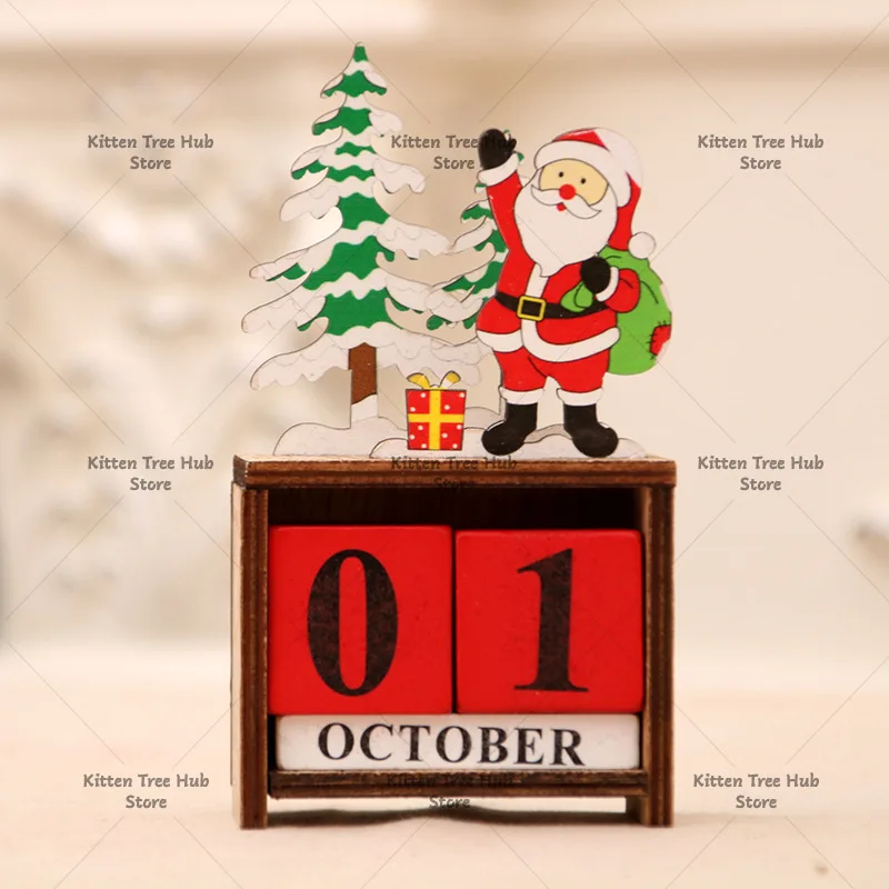 New Christmas Ornaments Wooden Creative Calendar Table Home Decoration Ornaments Calendar DIY Gifts