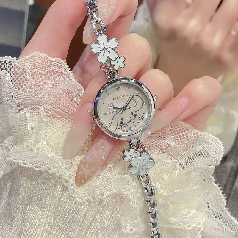 

Anime Sanrio Cinnamoroll Cartoon Bracelet Watch Kawaii Lovely Wristwatch for Junior High School Girls Student Birthday Gift New