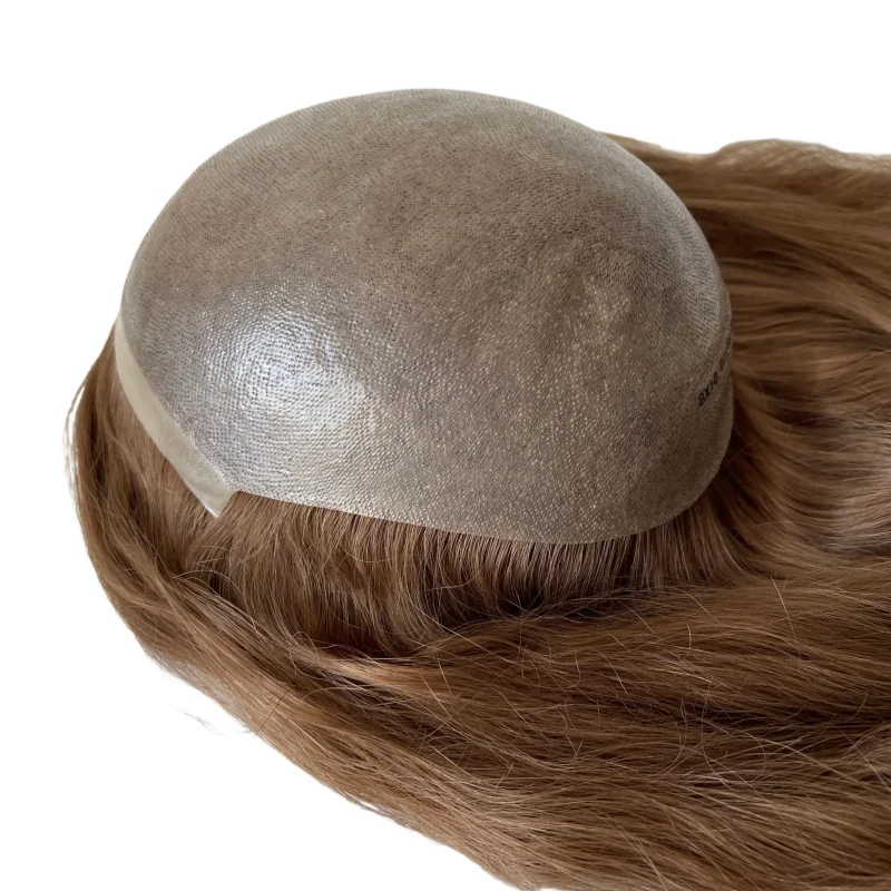 

Индийский топпер из натуральных человеческих волос, 16 дюймов, цвет 6 # Парик из искусственных волос (ПУ) 8x10, 130% плотности, с узлами, для женщин