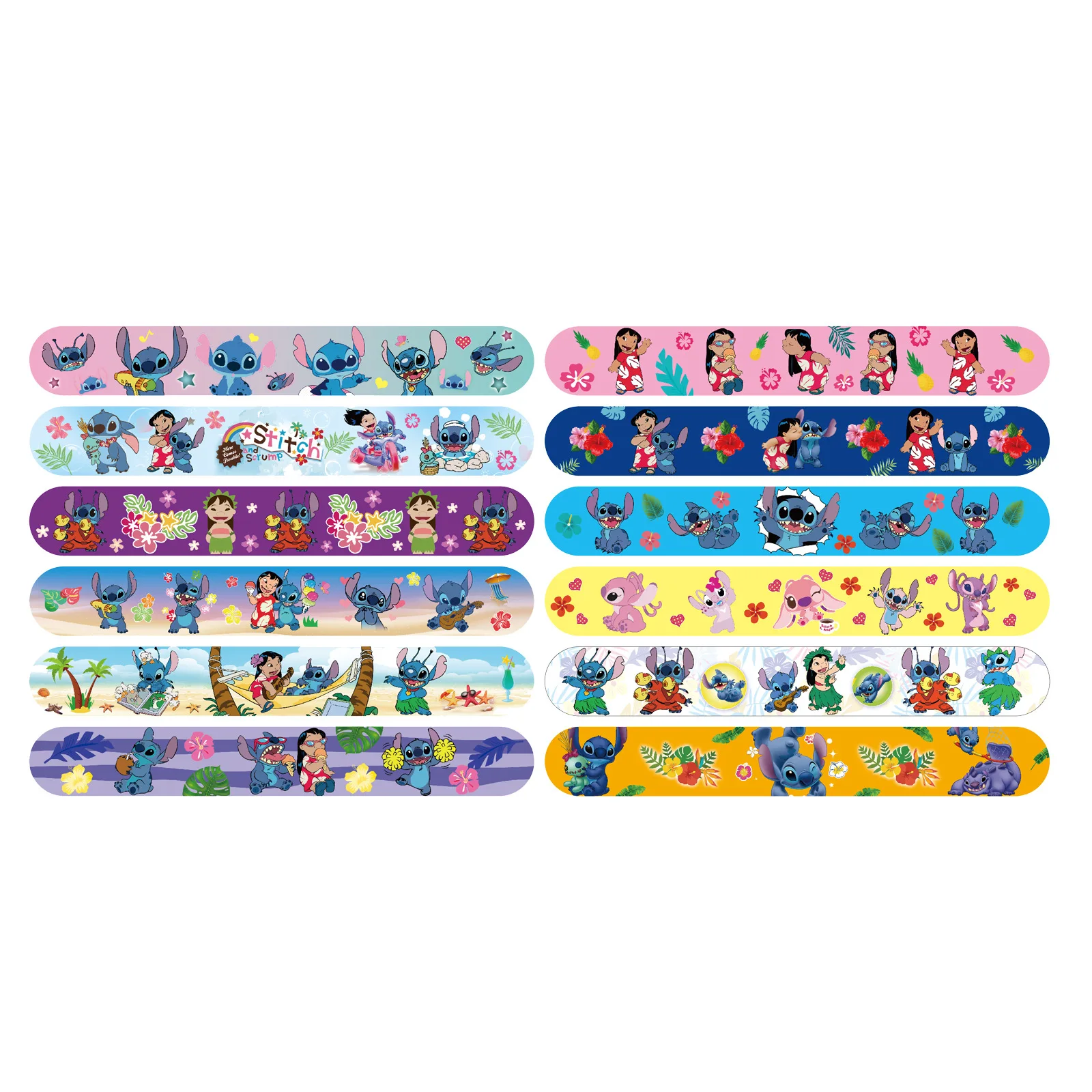 48-72pcs Disney Stitch Anime Figure bracciale per bambini Cartoon Pat the Circle Boy Girls bracciale Toys kids Baby Birthday Gift