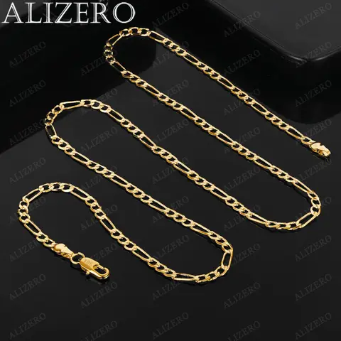 ALIZERO 18K Gold 4MM Figaro Chain Necklace For Women Men Fashion Hip Hop Punk Necklaces Jewelry Wholesale 40-75cm 12 best sales remap gold - №6