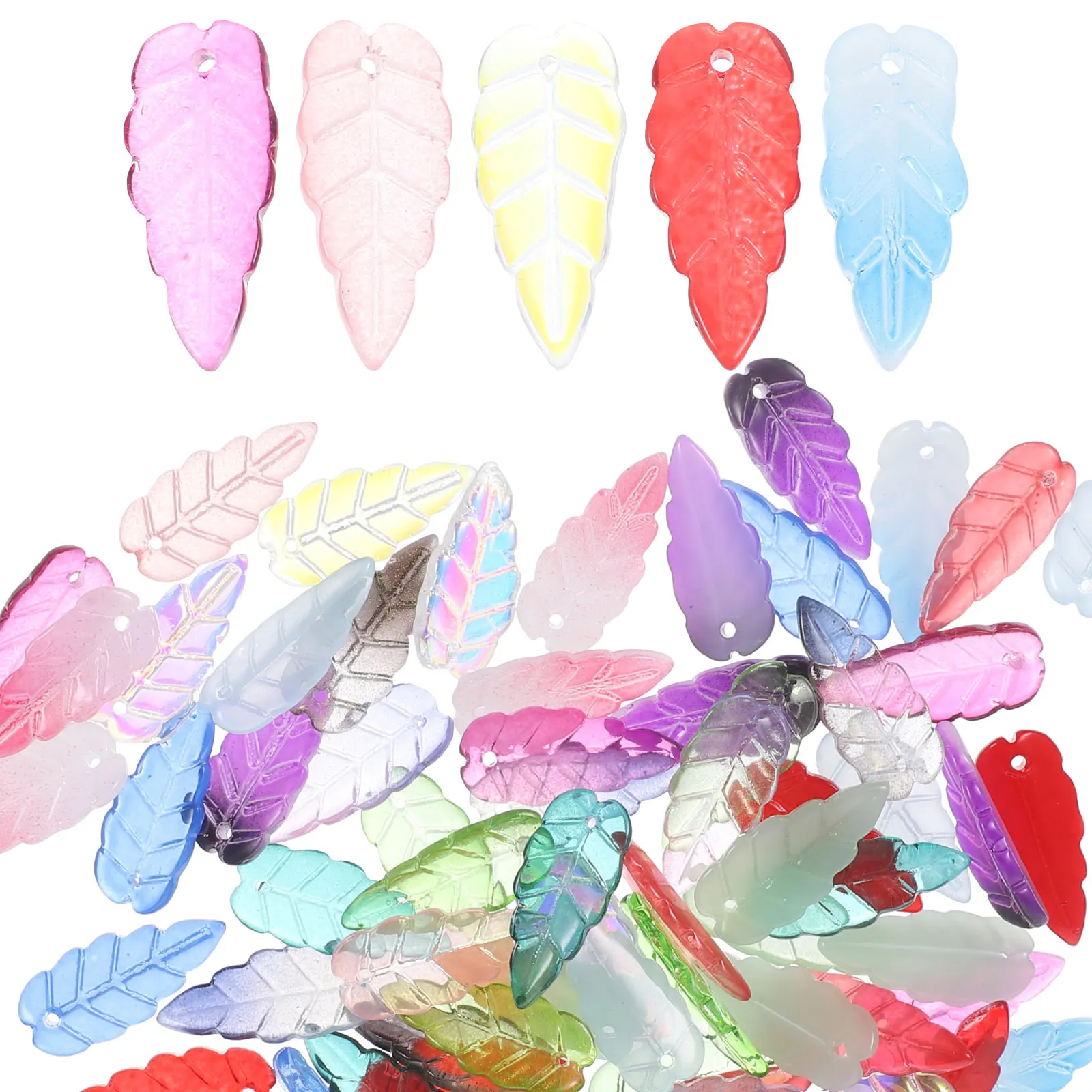 

100pcs Long Glass Charm Pendant Retro DIY Earrings Necklace Bracelet Jewelry Bracelet Charms For Jewelry Making Making Supplies