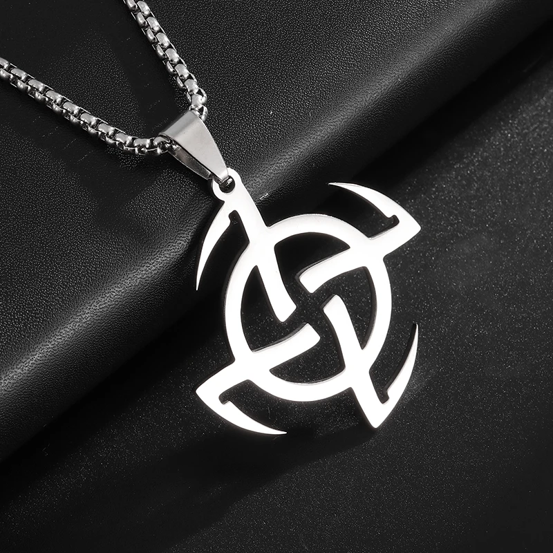 Fashionable Four Sickles Spinning Character Necklace Pendant for Men Women Classic Hip Hop Rock Accessory Gift