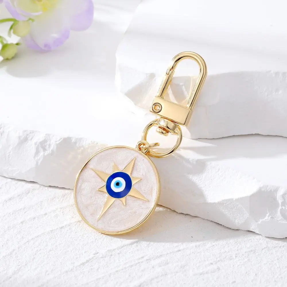 

Creativity Resin Star Demon Eye Keychain Alloy Dripping Oil Turkish Blue Eye Pendant Palm Folk Style Couple