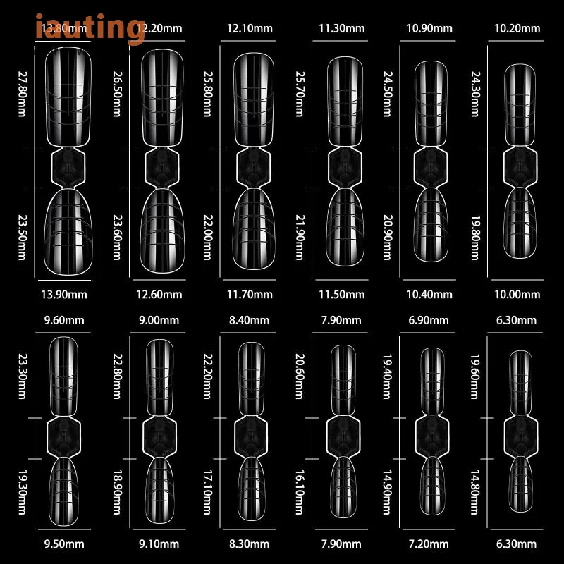 120 زوجًا من قوالب تمديد التابوت المربعة ذات الأطراف المزدوجة للأظافر، أطراف جل منشئ احترافية لصالونات الأظافر #1