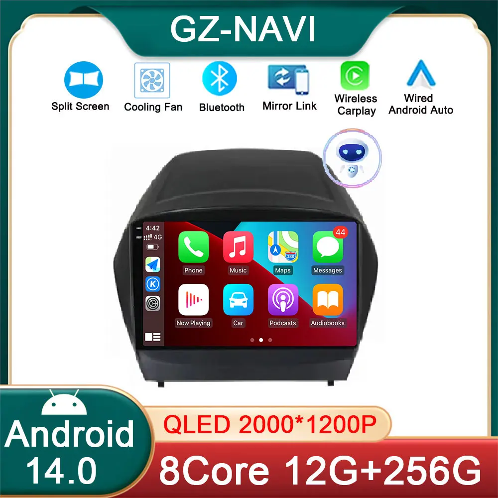 

For Hyundai Tucson 2 LM IX35 2009-2015 Android 14 WIFI+4G Carplay Auto 2din Car Radio Multimedia Video Player Navigation GPS