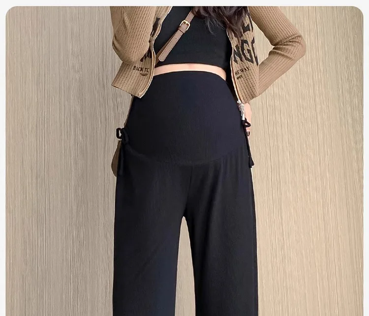 Umstandshose Frühling und Herbst Outdoor Wear Neue Sommer Petite Casual Kordelzug Gerade Hose mit weitem Bein Umstandsmode – Detail 16