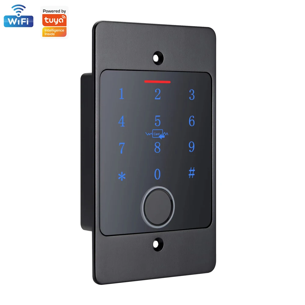 Support Tuya App Metal Waterproof Embedded Installation Access Control Fingerprint Keyboard Card Reader + M70 Box