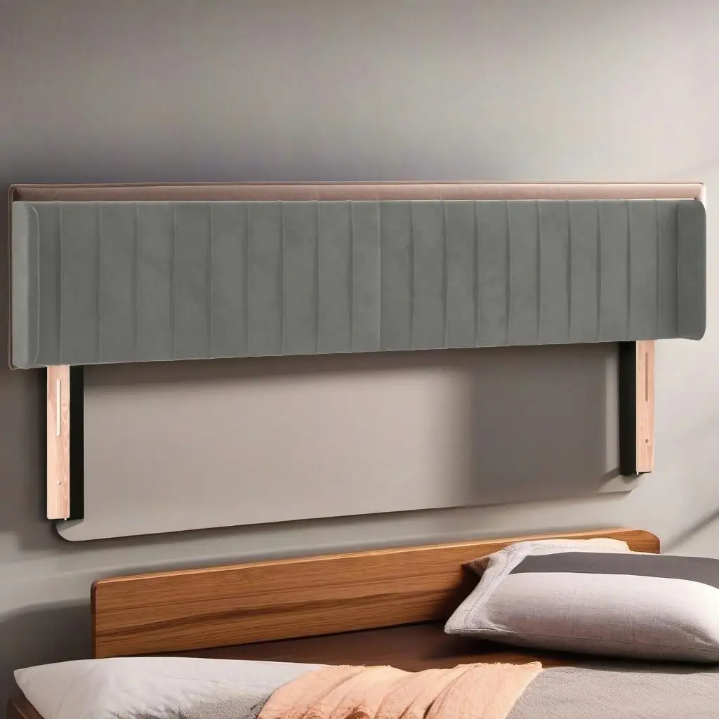LED-Kopfteil, hellgrau, 183 x 16 x 78/88 cm, Samt – stilvolle Heimdekoration für Schlafzimmer