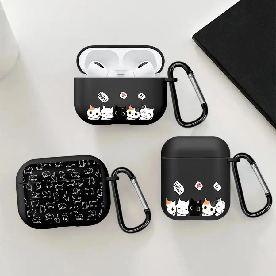 Cute Line Cat Earphone Cases Cover Case For Airpods Pro3 4 Pro2 2 3 1 Pro view 5
