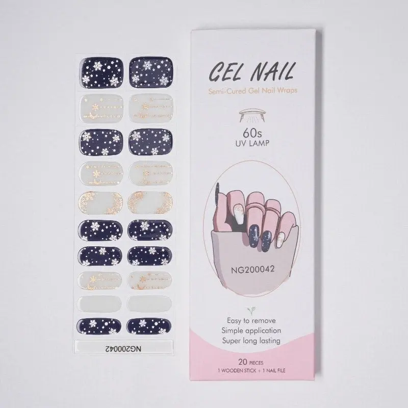 Semi-Cured Gel Nail Stickers Simple Gradient Color Adhesive Waterproof Long Lasting Gel Nail Sticker UV Lamp Need Cured Manicure