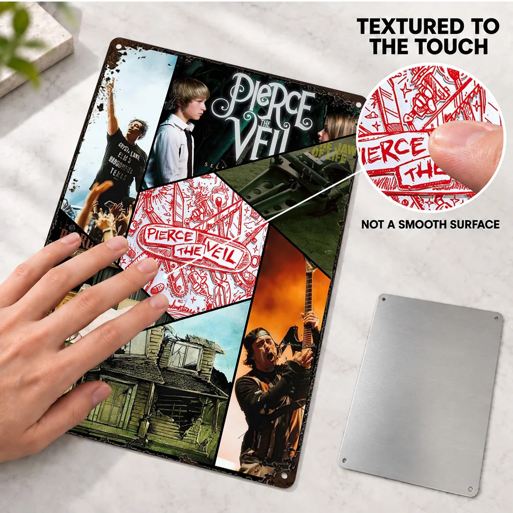 Pierce The Veil Printed Poster Personalized Aluminum Metal Sign Photo Collage Wall Art For Listening Room Music Enthusiast Gift