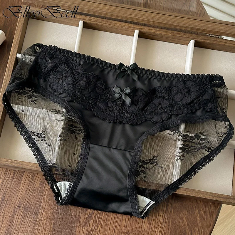 

Luxury Satin Sexy Lingeries Women Embroidered Sexy Panties Cotton Crotch Briefs Women's Lingerie Lace Couple Life Underwear