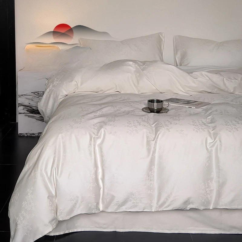 

Customizable Nordic style 100S cotton satin jacquard four-piece led luxury bedding