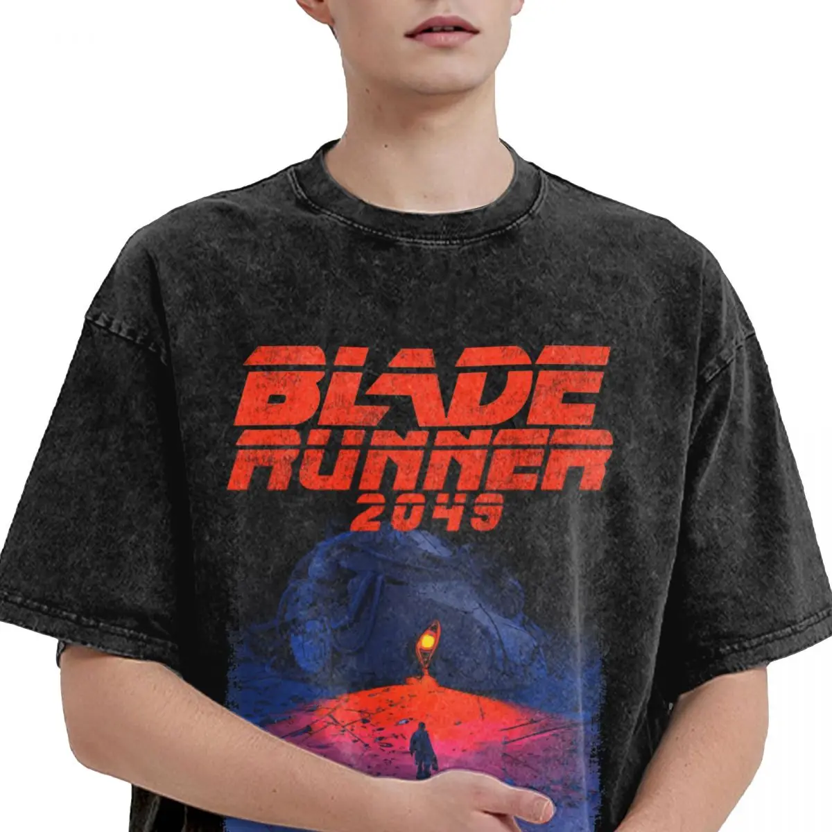 Blade Runner 2049 Washed T Shirts Streetwear Hip Hop Vintage T-Shirt Tees Men Women Short Sleeve Street Printed