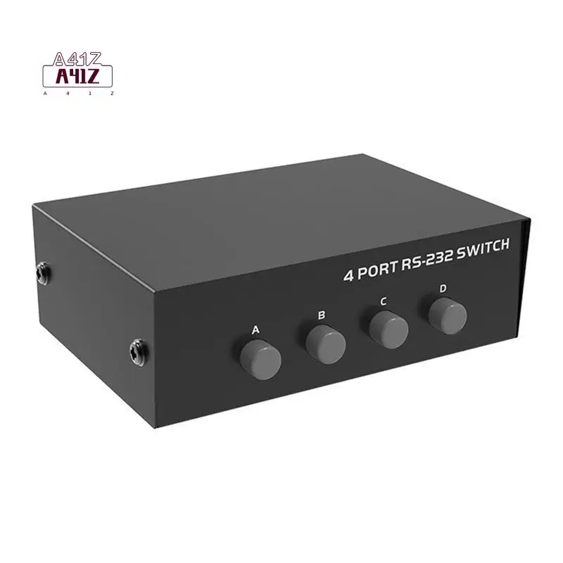 

A41Z-Ports RS232 Switch DB9 Pin COM Port Sharer 4 In 1 Out Serial Port Sharing Device Button Switch Durable