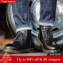 Maden-Botas de cuero para hombre y mujer, zapatos altos de nieve, trabajo de seguridad, motocicleta, botines Unisex, senderismo, Invierno