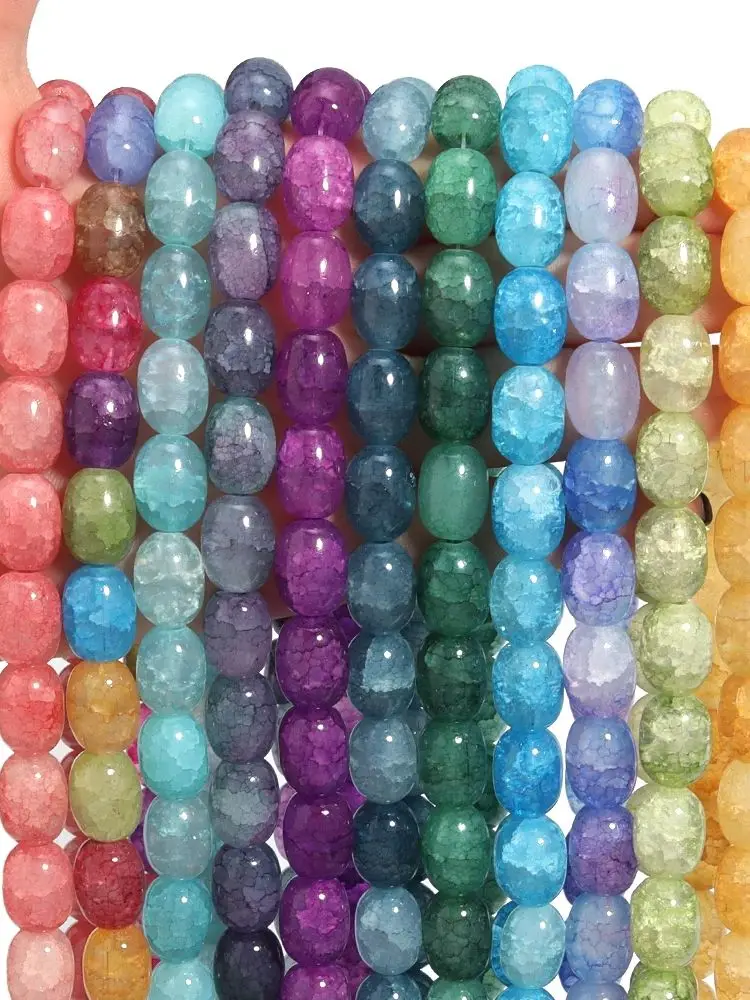 Ongeveer 28 stks 10x14mm Kleurrijke Glazen Kralen Vat Vorm Losse Spacer Kralen Voor Sieraden Maken DIY Armband ketting Accessoires - afbeelding 2