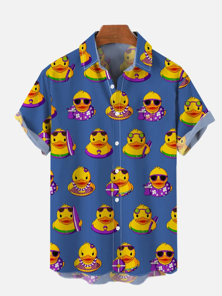 Unisex Men's Shirts 3D Prints Splicing Cartoon Cute Duck Printing Short Sleeve Shirt Fashion Hawaiian Shirts For Men Harajuku