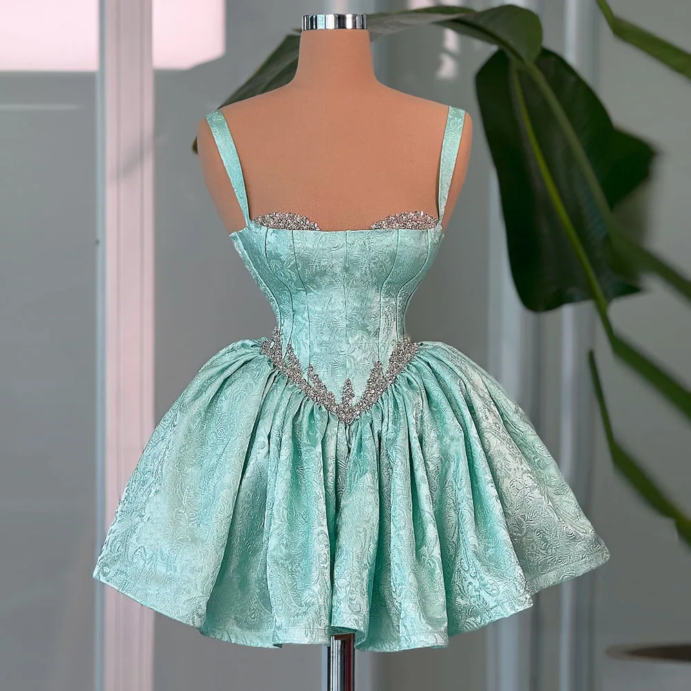 

Sexy Blue Mini Prom Dress 2025 African Beaded Applique Birthday Party Dresses Females Graduation Gowns Customized